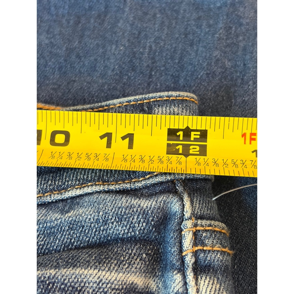 Cello Womens High Rise Distressed Skinny Jeans Dark Wash Raw Hem Size 1 - Picture 4 of 6